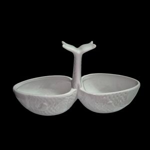 Pier 1 Imports Zoology Goldfish Condiment Server Porcelain White Whimsical